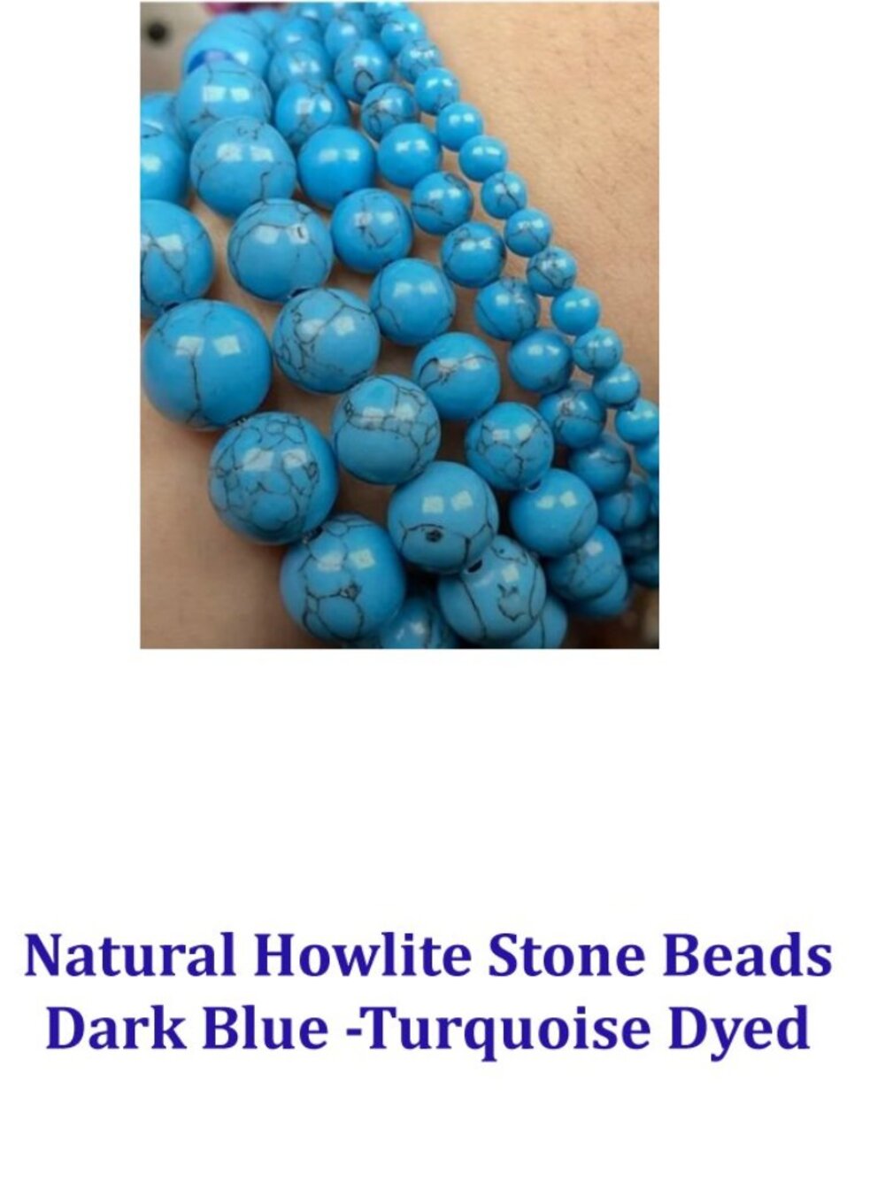 Dark Blue Turquoise Howlite  Natural Stone15" Strand